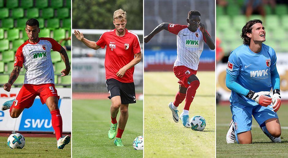 
                <strong>FC Augsburg</strong><br>
                Mit 36 Spielern ist der Kader des FC Augsburg noch viel zu groß. Dennoch betonte Trainer Manuel Baum laut "kicker", dass man keine vorschnellen Entscheidungen treffen werde. Shawn Parker (l.), Marvin Friedrich (2.v.l.) und Daniel Opare (2.v.r.) gelten demnach als erste Streichkandidaten. Nach der Verpflichtung von Fabian Giefer werden die Schwaben wohl auch Torhüter Marwin Hitz keine Steine in den Weg legen, falls ein gutes Angebot für ihn eintreffen sollte.
              