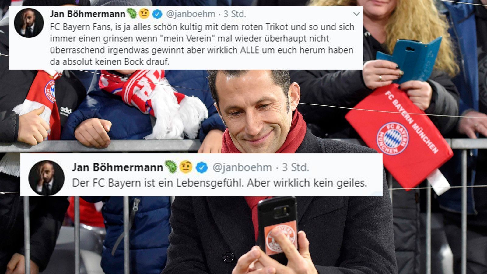 
                <strong>"Bayern ein Lebensgefühl, aber wirklich kein geiles"</strong><br>
                Der eine sieht es so, der andere so. Böhmermann kann sich nur schwer in die Lage der Bayern-Fans hineinversetzen. Viel zu gewinnen scheint er aber nicht so toll zu finden.
              