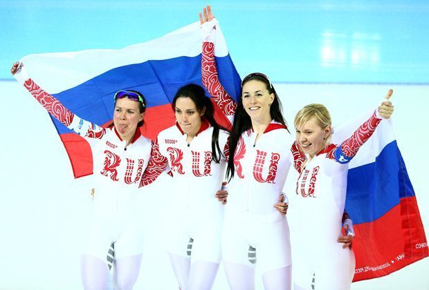 
                <strong>Eisschnelllauf, Teamverfolgung, Damen - Bronze - Russland</strong><br>
                Der Dritte Platz und damit die Bronze-Medaille geht an Russland.
              