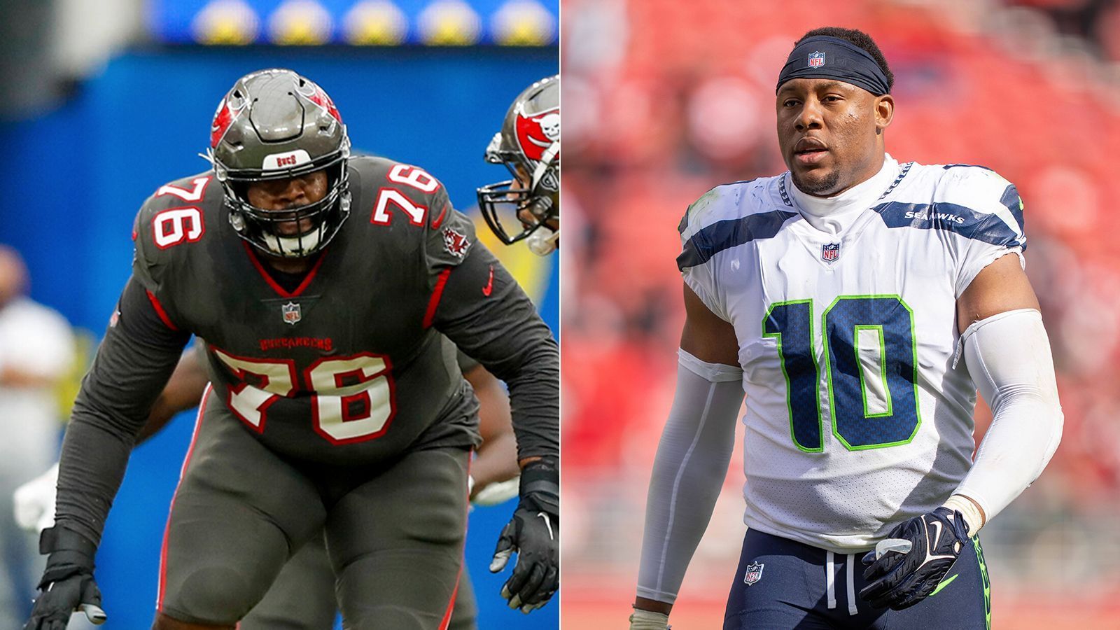 
                <strong>Uchenna Nwosu vs. Donovan Smith</strong><br>
                Der gefährlichste Pass Rusher der Seahawks bekommt es in der Partie mit zwei gestandenen Offensive Tackles zu tun. Uchenna Nwosu wird als flexibel einsetzbares Puzzle-Stück genutzt, geht aber meistens über die gegnerische linke Seite auf Quarterback-Jagd. Donovan Smith wird versuchen, den flinken, wuseligen Pass Rusher in den Griff zu bekommen. Durchschnittlich lässt Smith pro Partie zwei Pressures zu - gegen Nwosu wäre das eine gute Leistung. 
              