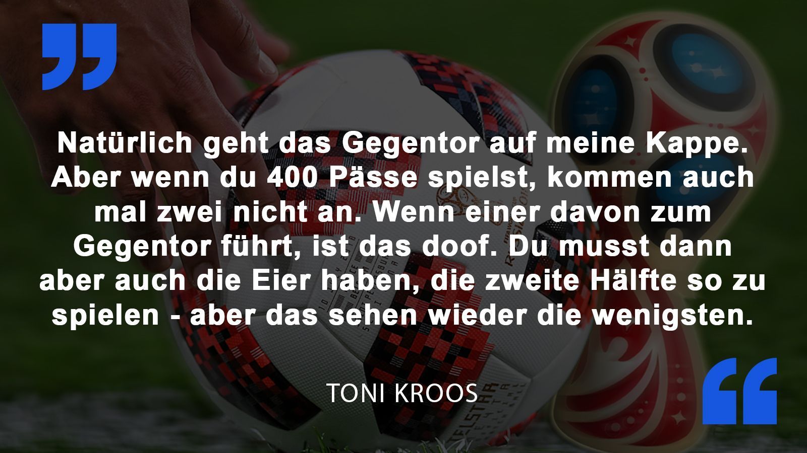 
                <strong>Toni Kroos</strong><br>
                Toni Kroos nach dem Sieg gegen Schweden. Er leitete das Gegentor durch einen Fehlpass ein und schoss in der Nachspielzeit per Freistoß das 2:1.
              