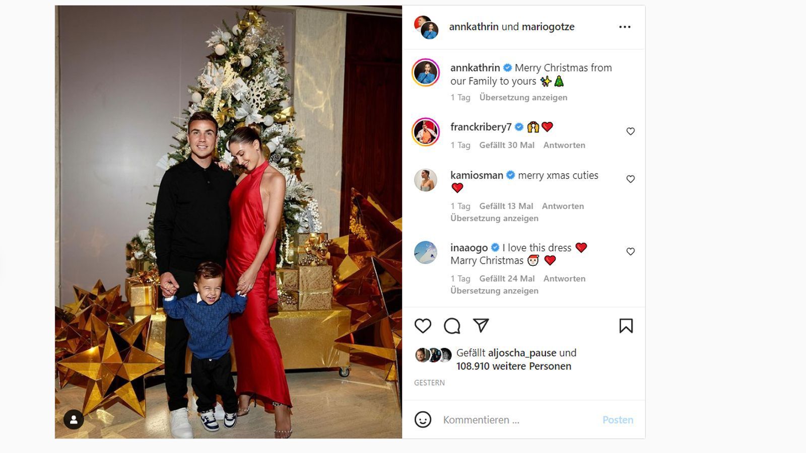 
                <strong>Mario Götze (Fußballer, Eintracht Frankfurt) </strong><br>
                Für Mario Götze und seine Frau Ann-Kathrin dürfte Sohn Rome schon Weihnachtsgeschenk genug sein. Der jüngste Götze erblickte 2020 das Licht der Welt. 
              