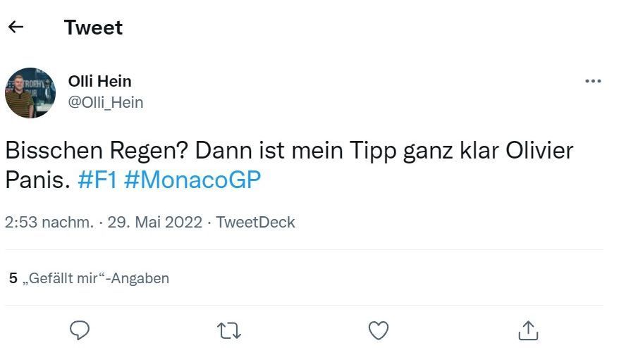 
                <strong>So reagiert das Netz auf den Monaco-GP</strong><br>
                "Olli_Hain" mit der Version von: "Die älteren unter Ihnen werden sich erinnern..."
              