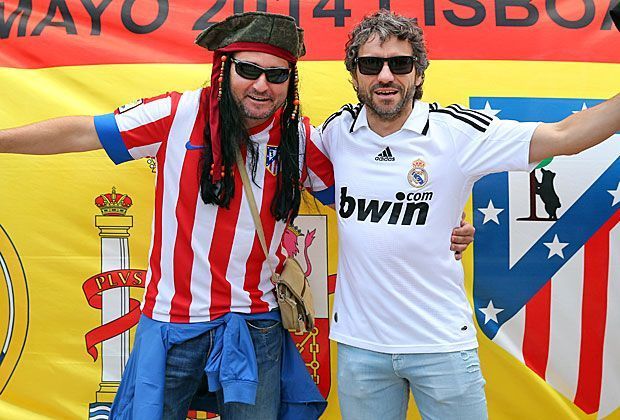 
                <strong>Champions-League-Finale: Real Madrid vs. Atletico Madrid</strong><br>
                Aber der Reihe nach: Die portugiesische Landeshauptstadt ist schon früh fest in madrilenischer Hand - die Fans von Atletico und Real Madrid stimmen sich bereits seit dem frühen Morgen auf das historische Champions-League-Endspiel ein.
              