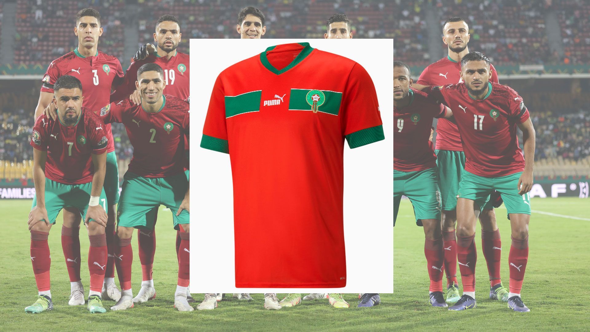 
                <strong>Marokko</strong><br>
                Beim Trikot der Marokkaner sticht neuerdings der grüne Brustring ins Auge, der einzig vom Logo des Ausrüsters unterbrochen wird. Zudem ist die Hauptfarbe Rot etwas heller als beim Vorgängermodell gehalten. 
              