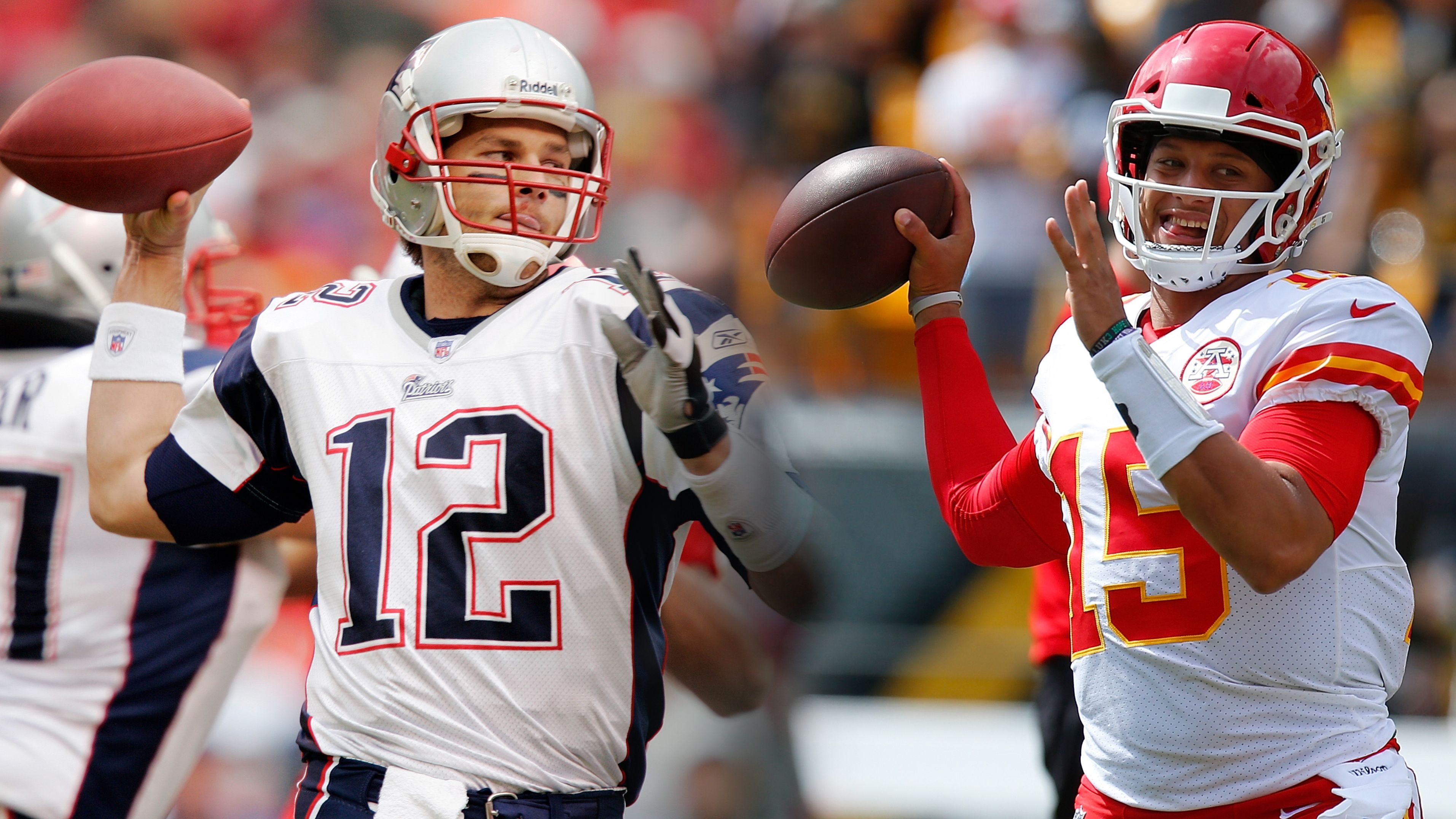 <strong>Regular Season Passing Yards und Touchdowns</strong><br> <em><strong>Tom Brady:</strong></em> 26.364 Yards und 197 TDs in 111 Spielen (238 Yards und 1,8 TDs pro Spiel)<br> <em><strong>Patrick Mahomes:</strong></em> 32.068 Yards und 245 TDs in 111 Spielen (289 Yards und 2,2 TDs pro Spiel)