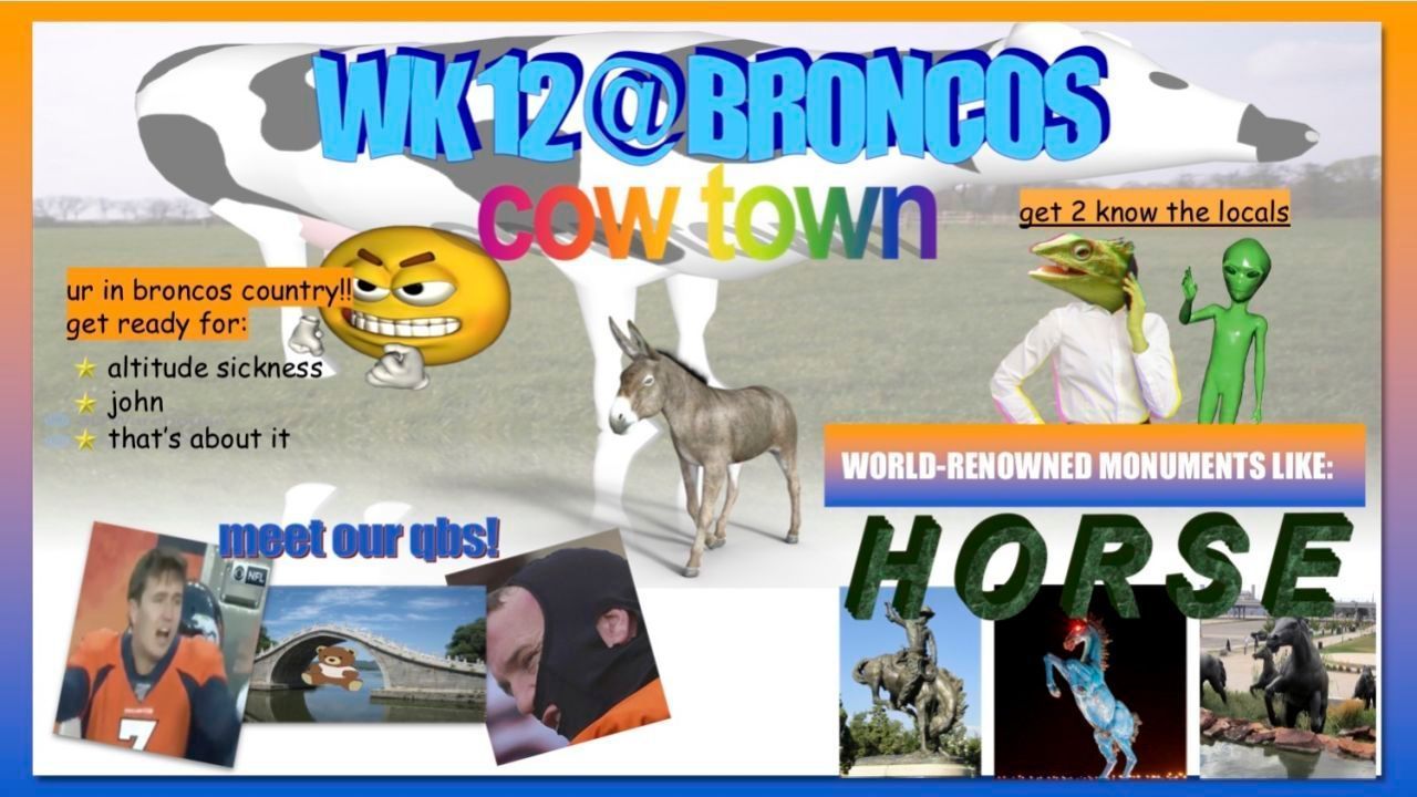 
                <strong>Week 12: @ Denver Broncos</strong><br>
                In Denver leben also Außerirdische und die die Stadt ist bekannt für ihre Kühe. Es scheint, als hätten die Chargers, insbesondere Bosa, große Freude am Ausflug in die Rocky Mountains.
              