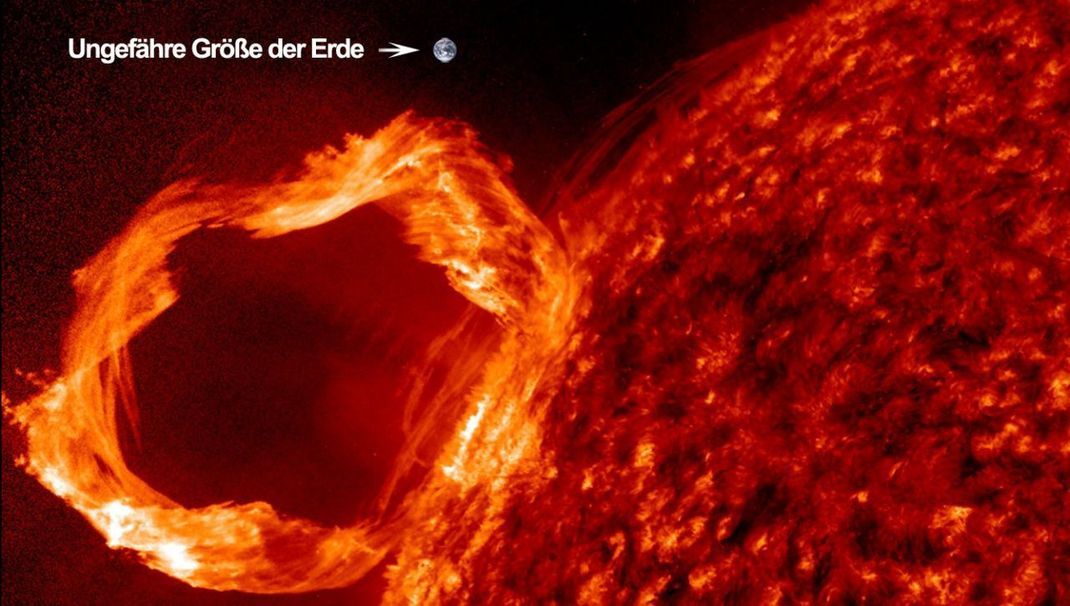 Große Sonnen-Flares messen bis zu einem Tausendstel der gesamten Sonnenoberfläche – das ist immerhin das Zehnfache der Erdoberfläche 