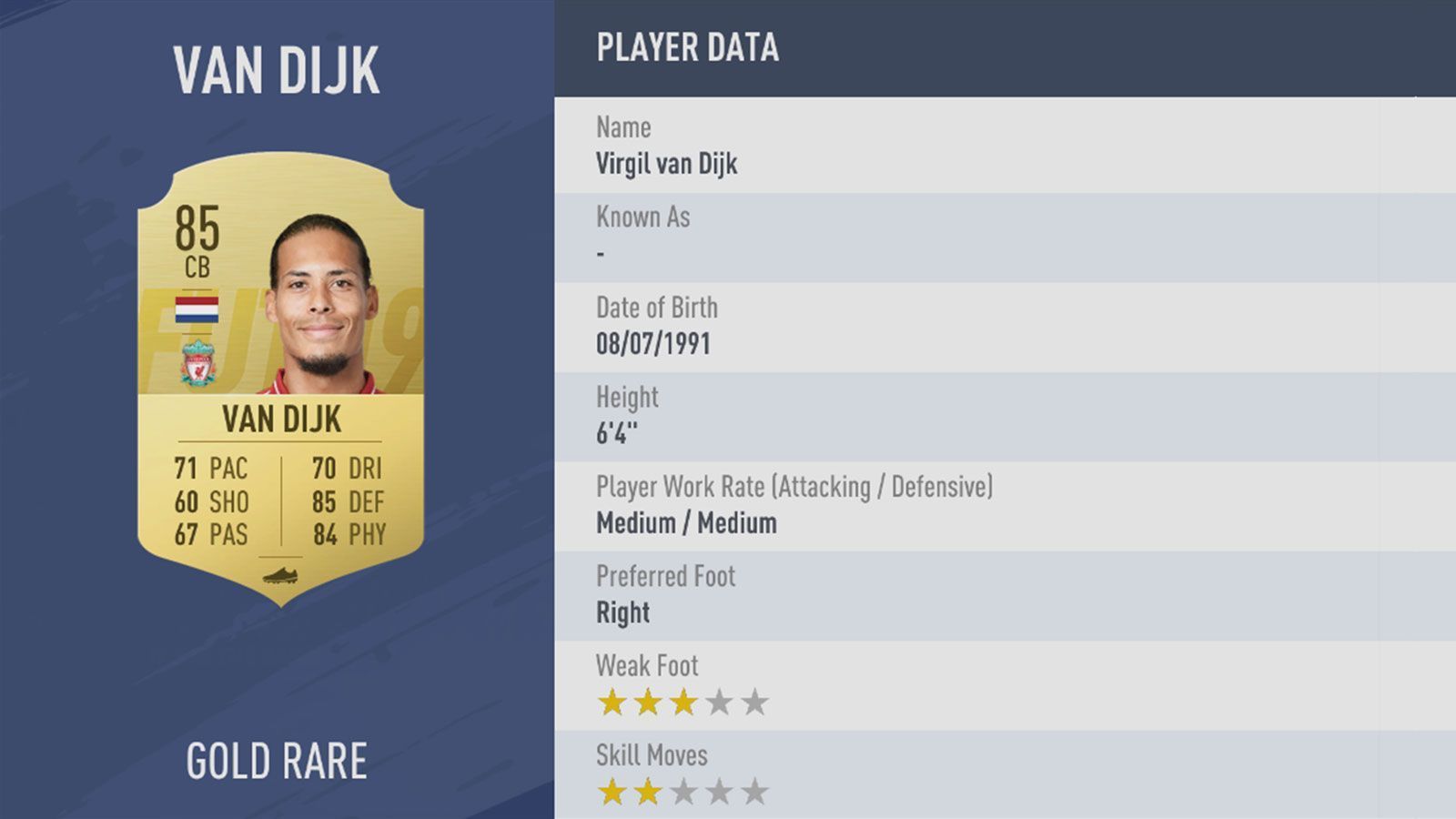 
                <strong>Platz 82: Virgil van Dijk</strong><br>
                Verein: FC LiverpoolRating: 85
              