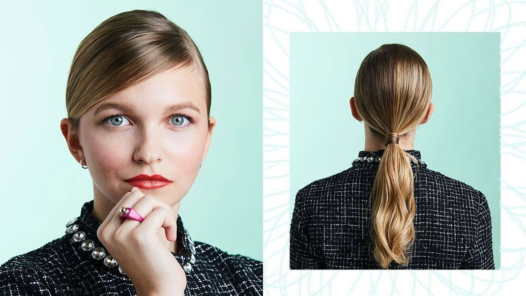 Low Ponytail mit Mittelscheitel – nicht nur wir lieben diesen Look. Die schönsten Looks der Stars findet ihr im Beauty-Artikel.  