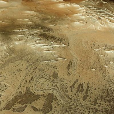 Perspektivische Ansicht der ESA von der Inka-Stadt auf dem Mars.