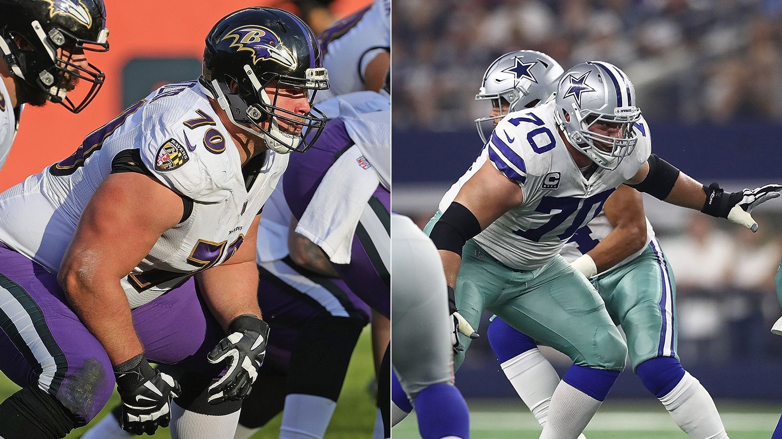 
                <strong>Guards mit den meisten Stimmen</strong><br>
                &#x2022; AFC: Kevin Zeitler, Baltimore Ravens<br>&#x2022; NFC: Zack Martin, Dallas Cowboys<br>
              