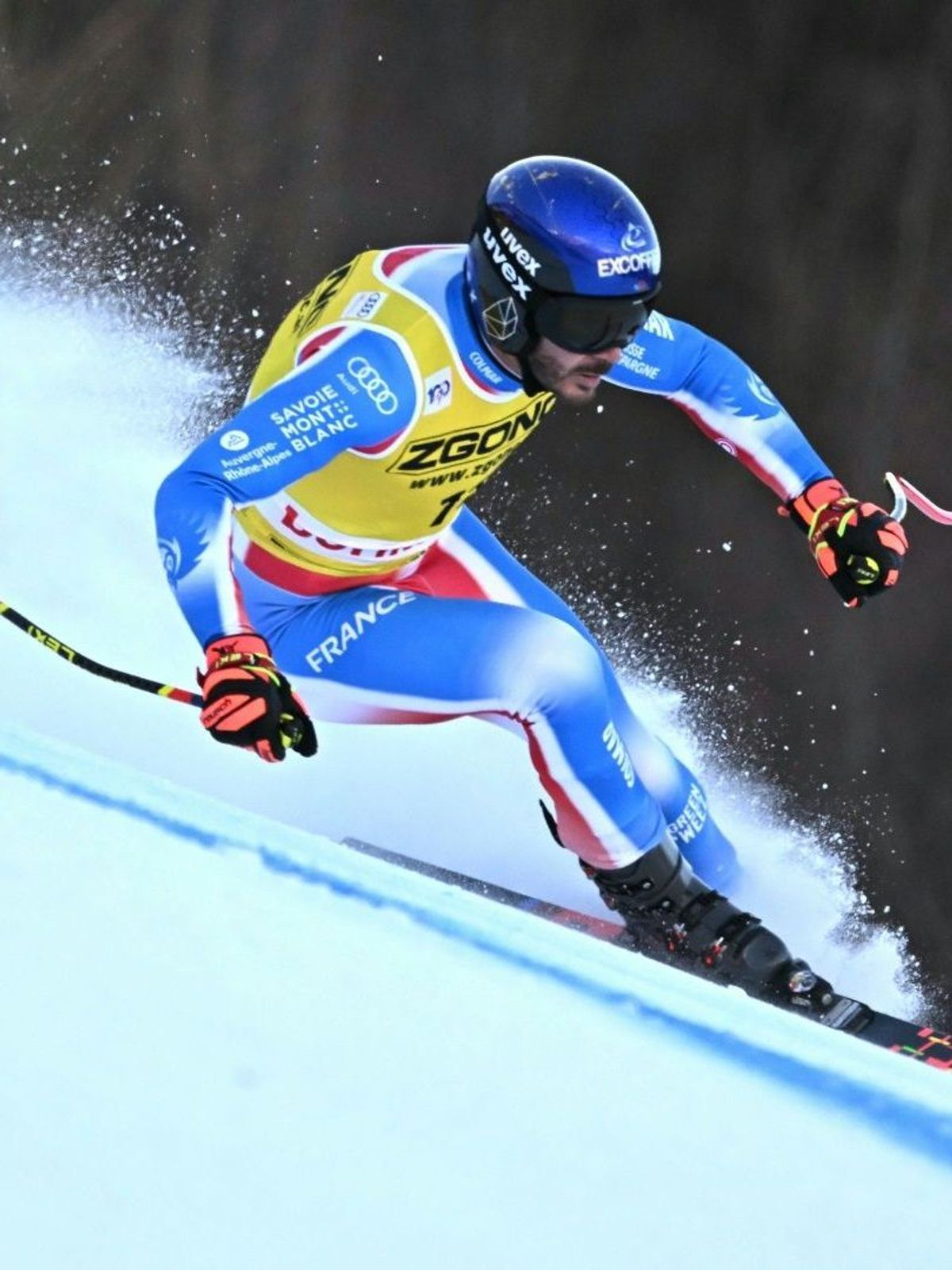 Vor dem Sturz: Cyprien Sarrazin in Bormio