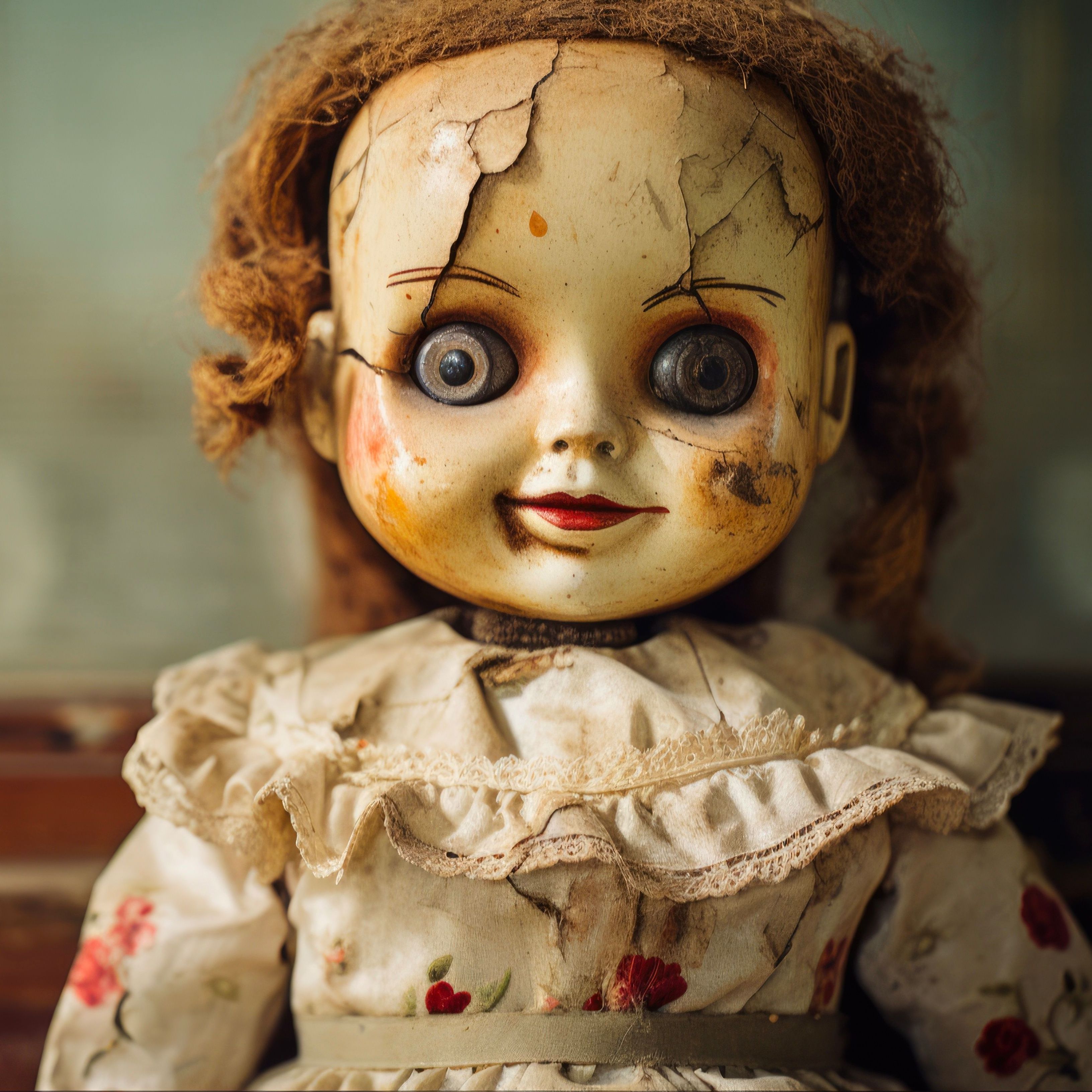 Mean-spirited Antique Doll with Retro Vintage Charm for Halloween