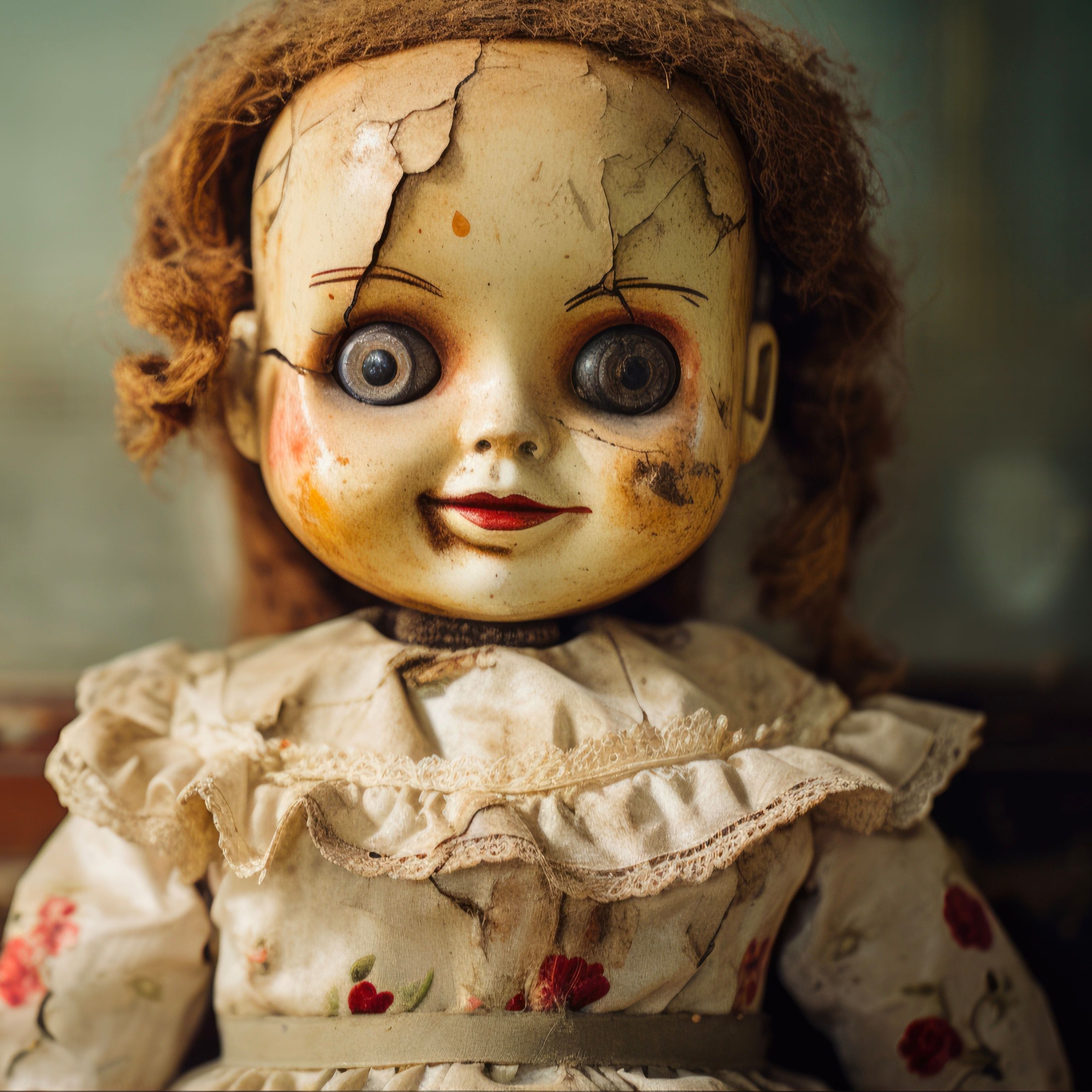 Mean-spirited Antique Doll with Retro Vintage Charm for Halloween