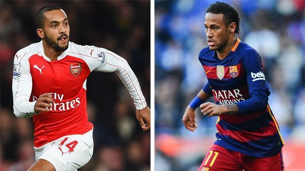 
                <strong>Theo Walcott vs. Neymar</strong><br>
                Theo Walcott vs. Neymar: Der Engländer befindet sich aktuell in einer kleineren Formkrise. Wäre Walcott gut drauf, käme in diesem Duell wenigstens ein bisschen Spannung auf. Doch so kann sich Neymar, der eine ganz starke Saison spielt, ohne Probleme durchsetzen. Arsenal vs. Barca 4:6.
              