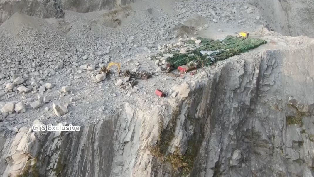 &nbsp;Eine Drohnen-Aufnahme zeigt den Ort der Mine in Taiwan., die von dem Erdbeben erschüttert wurde.