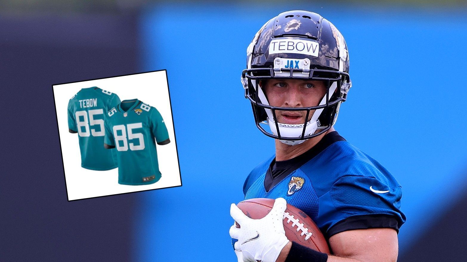 
                <strong>Platz 1: Tim Tebow (Home-Trikot)</strong><br>
                &#x2022; Team: Jacksonville Jaguars - <br>&#x2022; Position: Tight End - <br>&#x2022; seit 2021 wieder in der NFL<br>
              