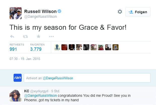 
                <strong>Russell Wilson</strong><br>
                Dem Quarterback der Seahawks ist nach dem Spiel auch bewusst, was für ein irres Match sich die beiden Teams geliefert haben.
              
