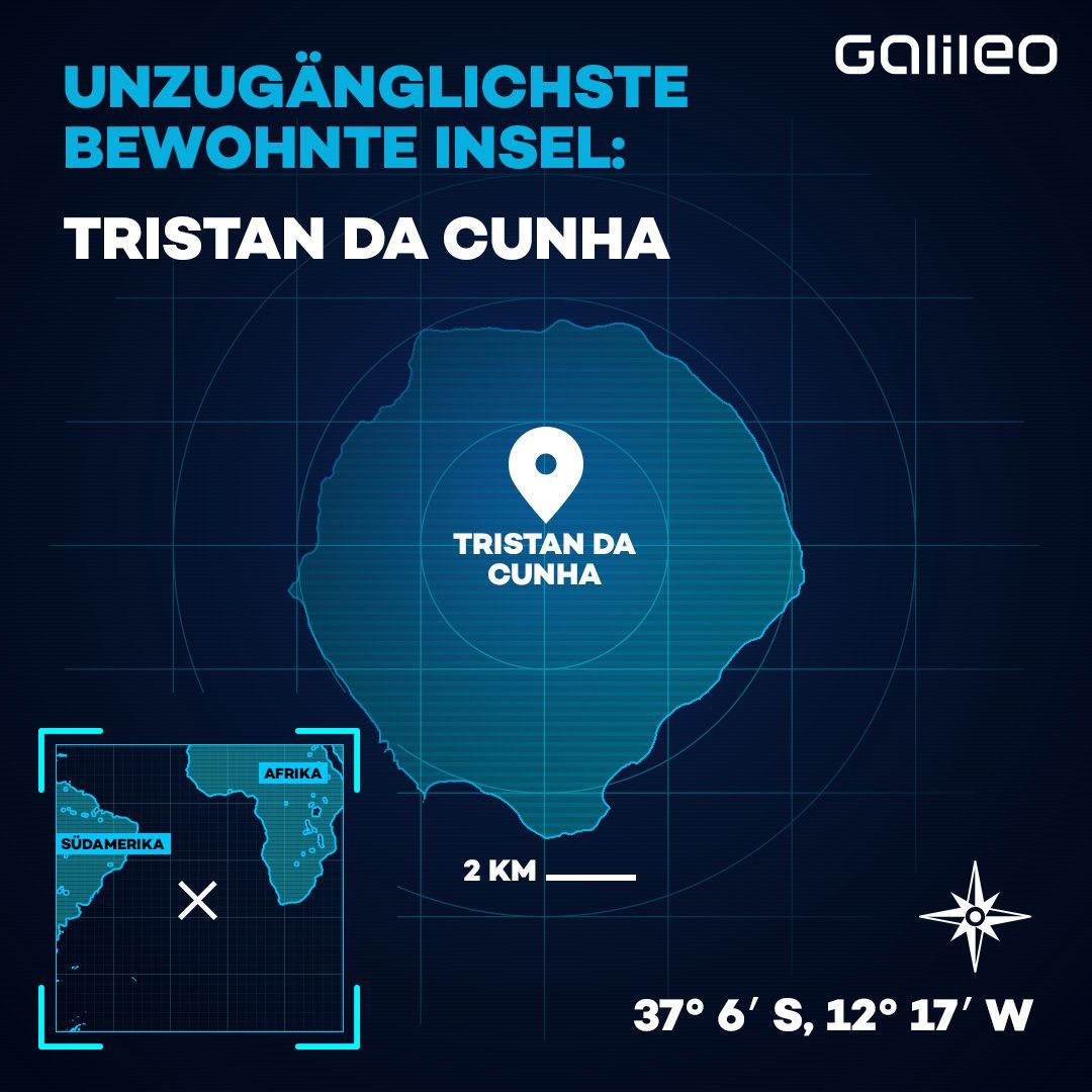 Etwa 270 Bewohner:innen leben auf Tristan da Cunha im Südatlantik. Bis zur nächsten bewohnten Insel sind es rund 2.400 Kilometer.