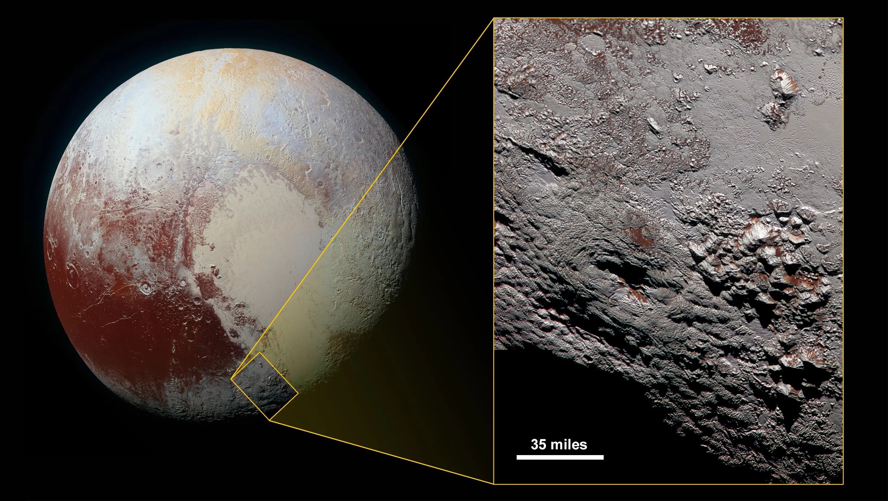 Nach dem Besuch von New Horizon war klar: Wie auf den Eismonden gibt es auch auf Pluto womöglich "Kryo-Vulkane", die Eis-Fontänen ins All schießen.