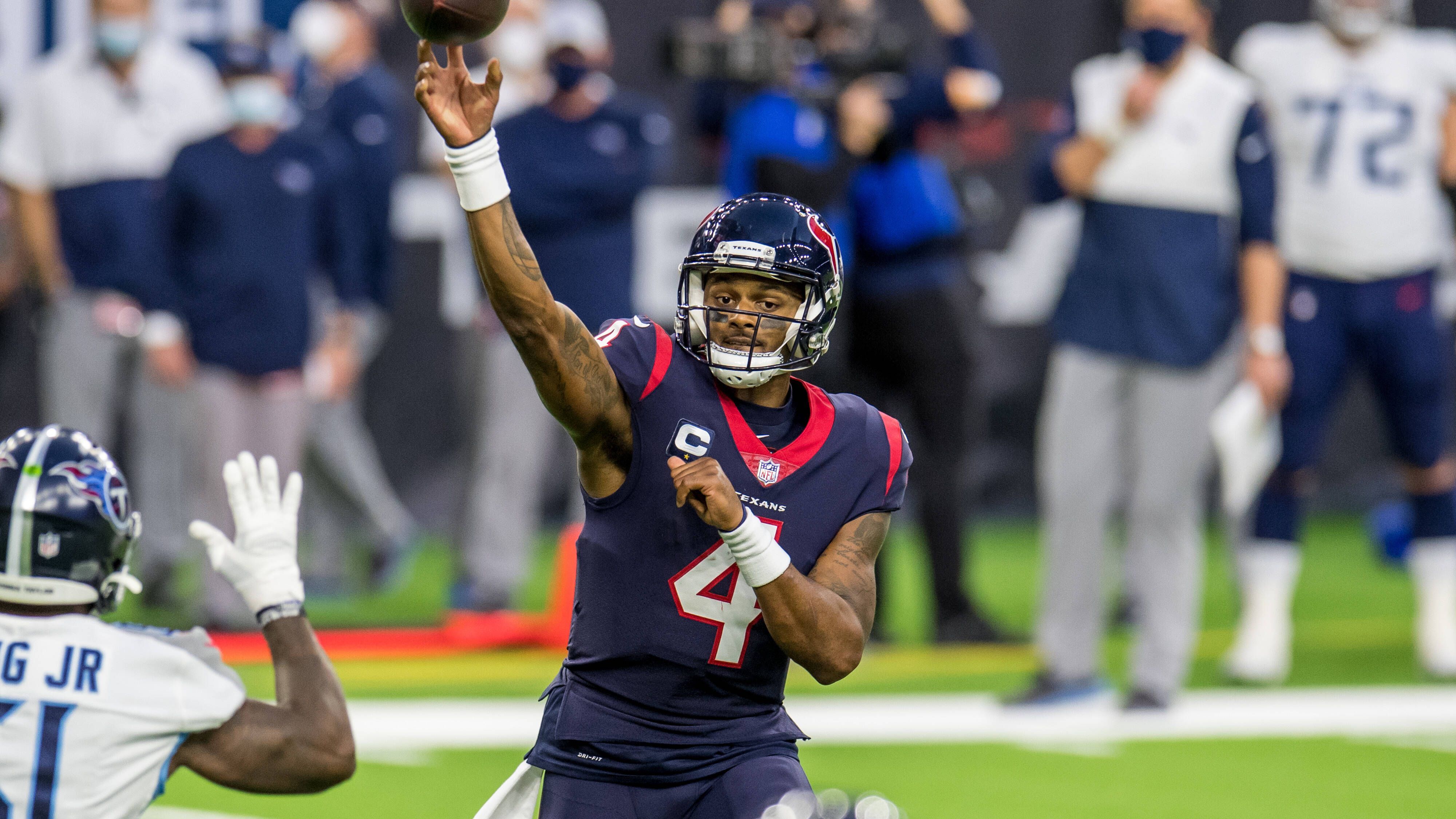 <strong>Houston Texans: 11 Quarterbacks</strong><br>Deshaun Watson (53), Davis Mills (26), C.J. Stroud (15), Brock Osweiler (14), Ryan Fitzpatrick (12), Case Keenum (12), Brian Hoyer (9), Tom Savage (9), Matt Schaub (8), Ryan Mallett (6), Tyrod Taylor (6)