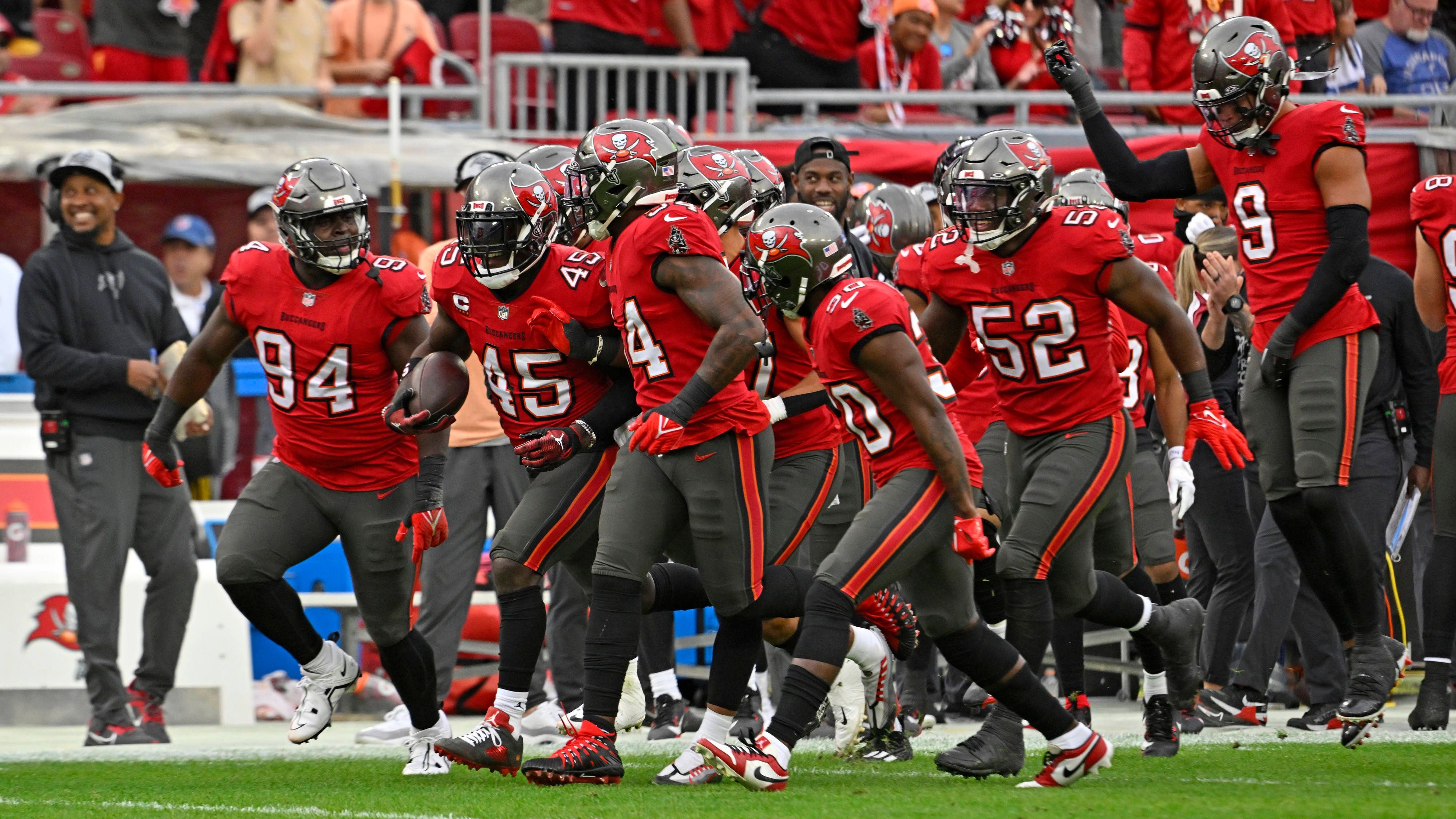 <strong>Platz 25 (geteilt): Tampa Bay Buccaneers - 1 Jahr</strong><br>Zuletzt ohne gegnerische Punkte:  2023<br>Spiel: Carolina Panthers (9:0)