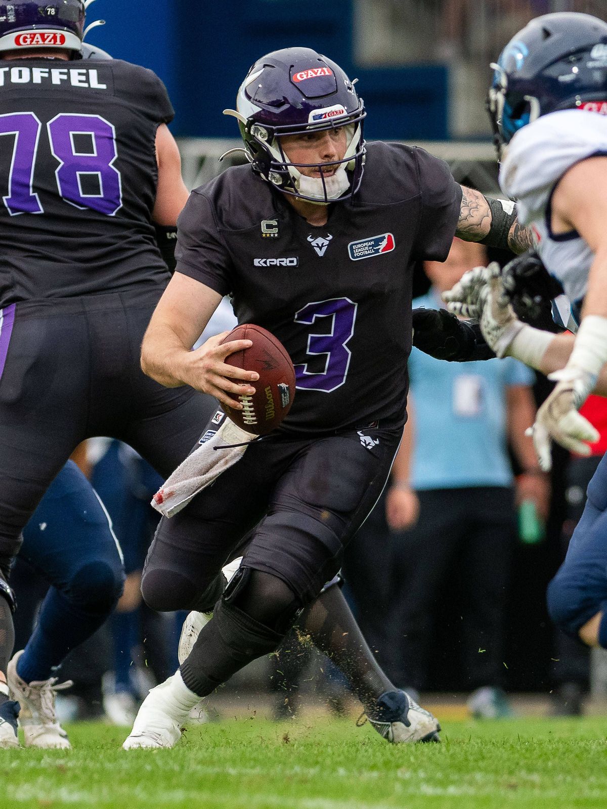 Ben Holmes (Vienna Vikings 3), Vienna Vikings vs. Nordic Storm, American Football, European League of Football, Playoffs, Semifinal, Saison 2025, 30.08.2025, Vienna Vikings vs. Nordic Storm, Americ...