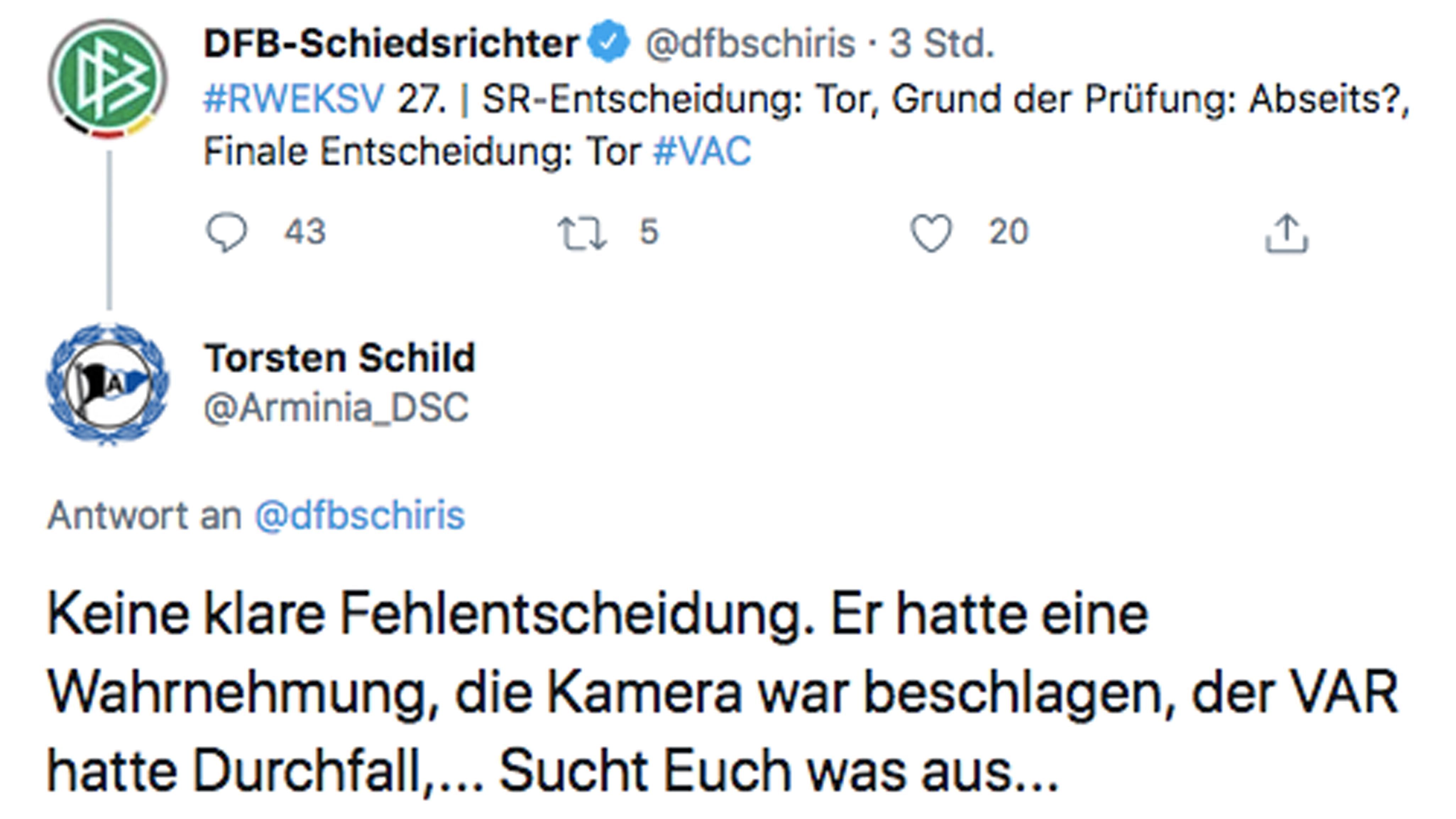 
                <strong>VAR-Wahnsinn im DFB-Pokal: So reagiert das Netz</strong><br>
                Die DFB-Schiedsrichter liefern immer direkt ihre Erklärung auf dem eigenen Kanal. Dieser User findet aber bessere Erklärungsgründe.
              