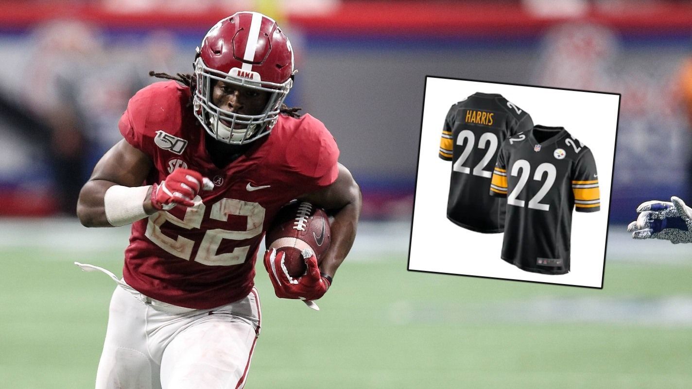 
                <strong>Platz 7: Najee Harris (Home-Trikot)</strong><br>
                &#x2022; Team: Pittsburgh Steelers - <br>&#x2022; Position: Running Back -<br>&#x2022; seit 2021 in der NFL<br>
              