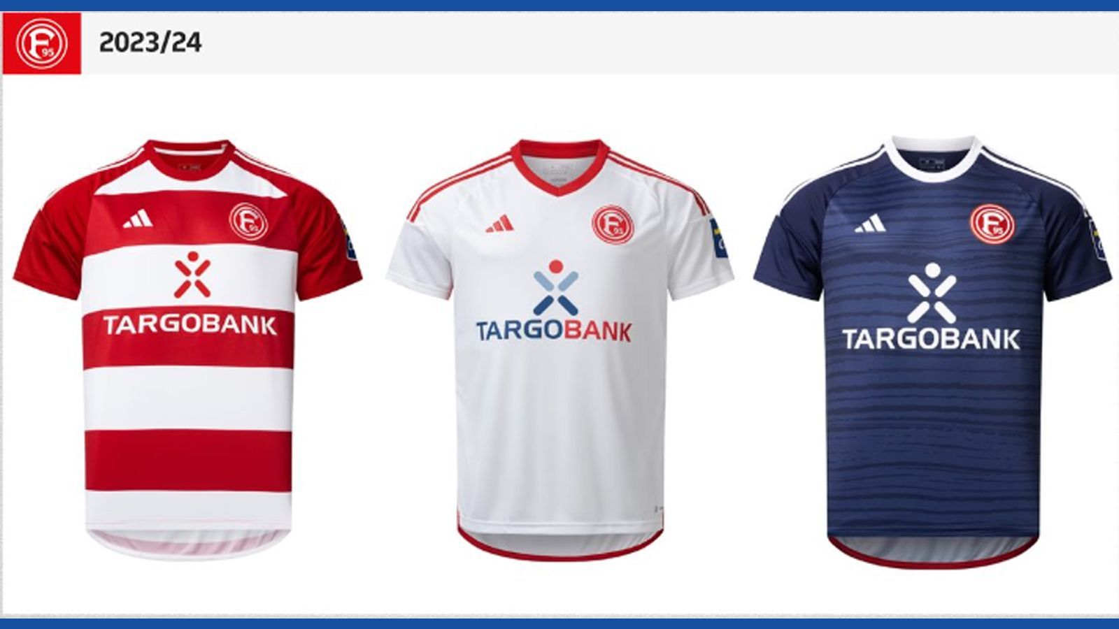 <strong>Platz 9 - Fortuna Düsseldorf</strong><br>Hier haben wir uns schwer getan. Im ersten Entwurf hatten wir die Fortunen fast in den Top 3, dann doch wieder auf Platz 13 und schlussendlich auf Platz 9. Denn das Design ist klassisch, der Style ist cool, aber irgendwie ist es ein wenig wie jedes Jahr. Insgesamt gehen aber auch Auswärts- und Ausweichtrikot klar. Auch hier klingt Platz 9 schlechter, als er ist.