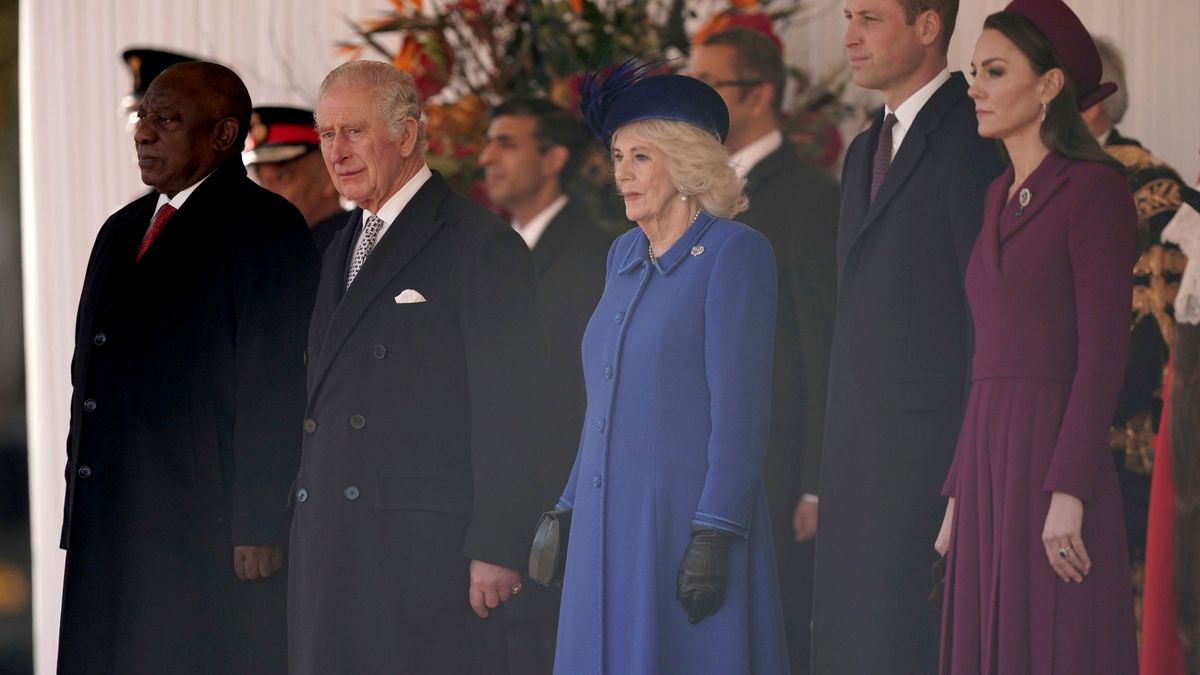 Cyril Ramaphosa of South Africa, Britain's King Charles III, Camilla, the Queen Consort, Prince William and Kate, Princess of Wales