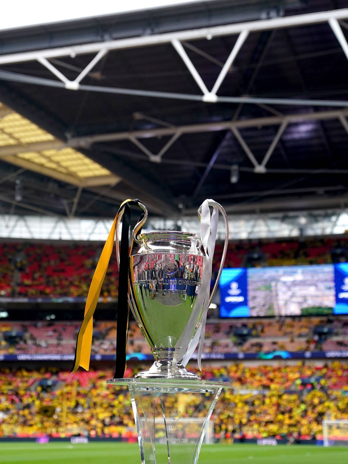 Borussia Dortmund v Real Madrid - UEFA Champions League - Final - Wembley Stadium A general view of the UEFA Champions League trophy on display ahead of the UEFA Champions League final at Wembley S...