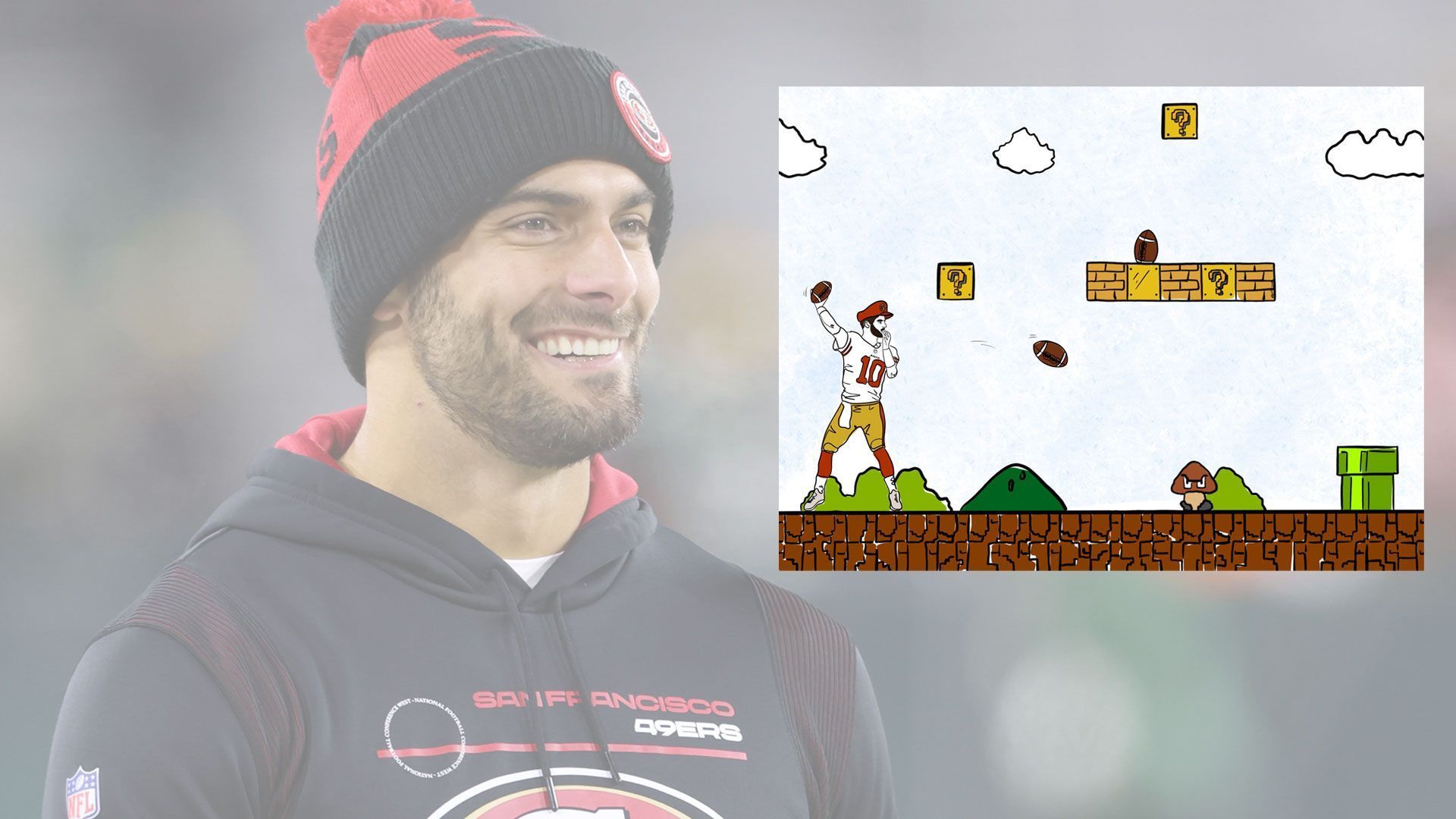 
                <strong>Tag 31</strong><br>
                Jimmy Garoppolo als "Angry Bird" im gleichnamigen Spiel.
              