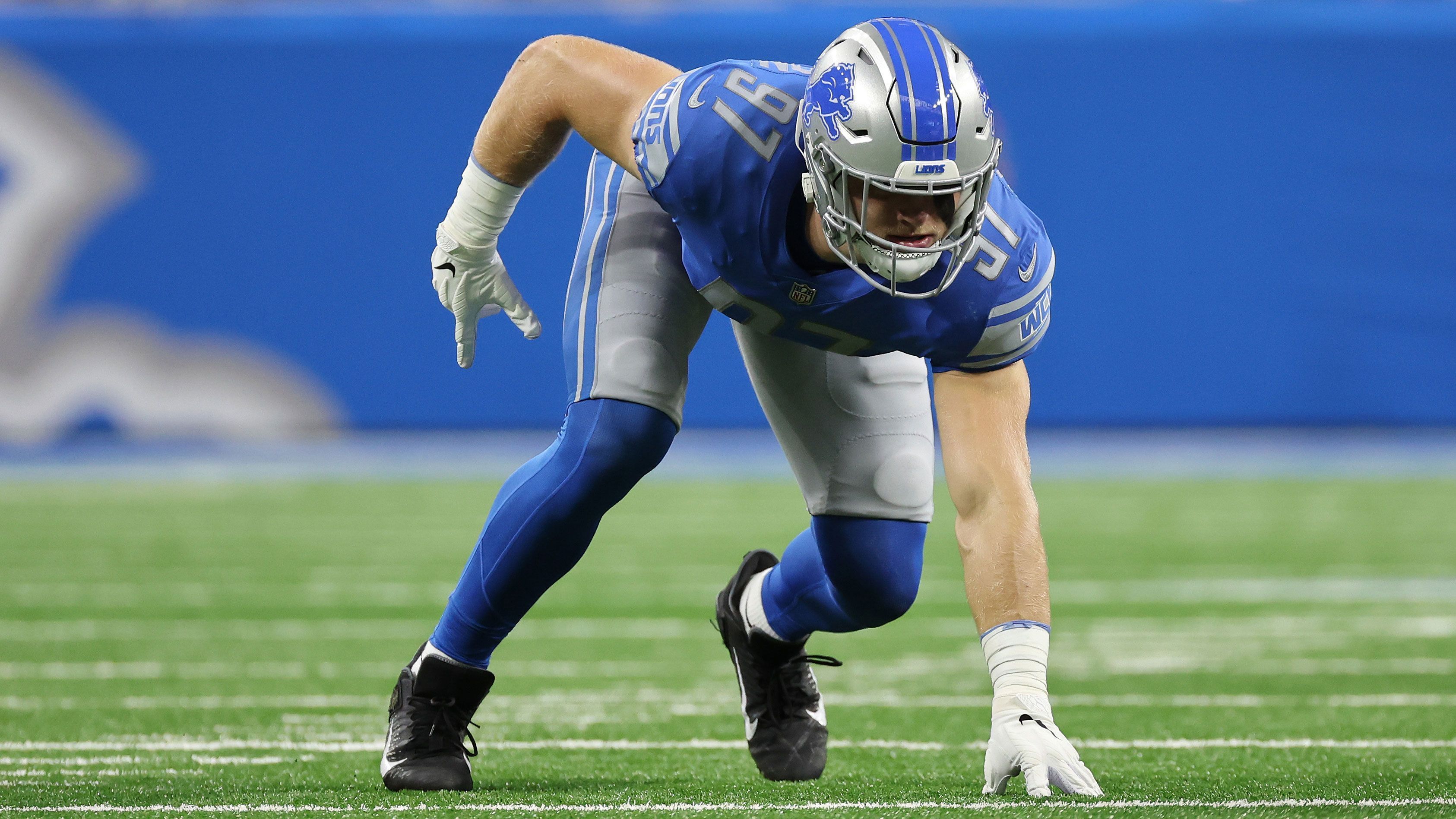 <strong>Platz 14: Aidan Hutchinson (Detroit Lions)</strong><br>- 24 Jahre<br>- Edge Rusher<br>- Statistiken 2023: 51 Tackles, 11,5 Sacks