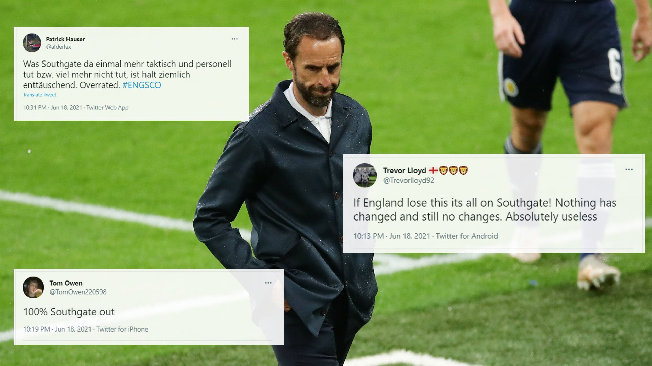 
                <strong>Ein Schuldiger ist schnell gefunden</strong><br>
                Gareth Southgate steht bei den englischen Fans schon lange in der Kritik und wird für die wenig ansehnliche Spielweise der Mannschaft verantwortlich gemacht. Die "Goldene Generation", wie sie viele Engländer nennen, habe einen besseren Trainer verdient und viele Fans fordern einen Wechsel auf dem Trainerstuhl der "Three Lions". 
              