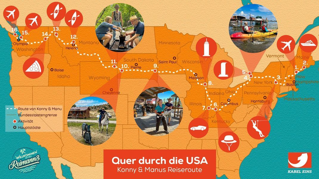 Die Reiseroute der Reimanns durch die USA