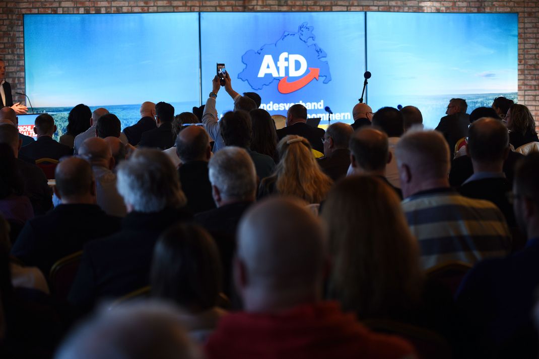 Blick in den Saal beim Landesparteitag der AfD Mecklenburg-Vorpommern Ende Februar.