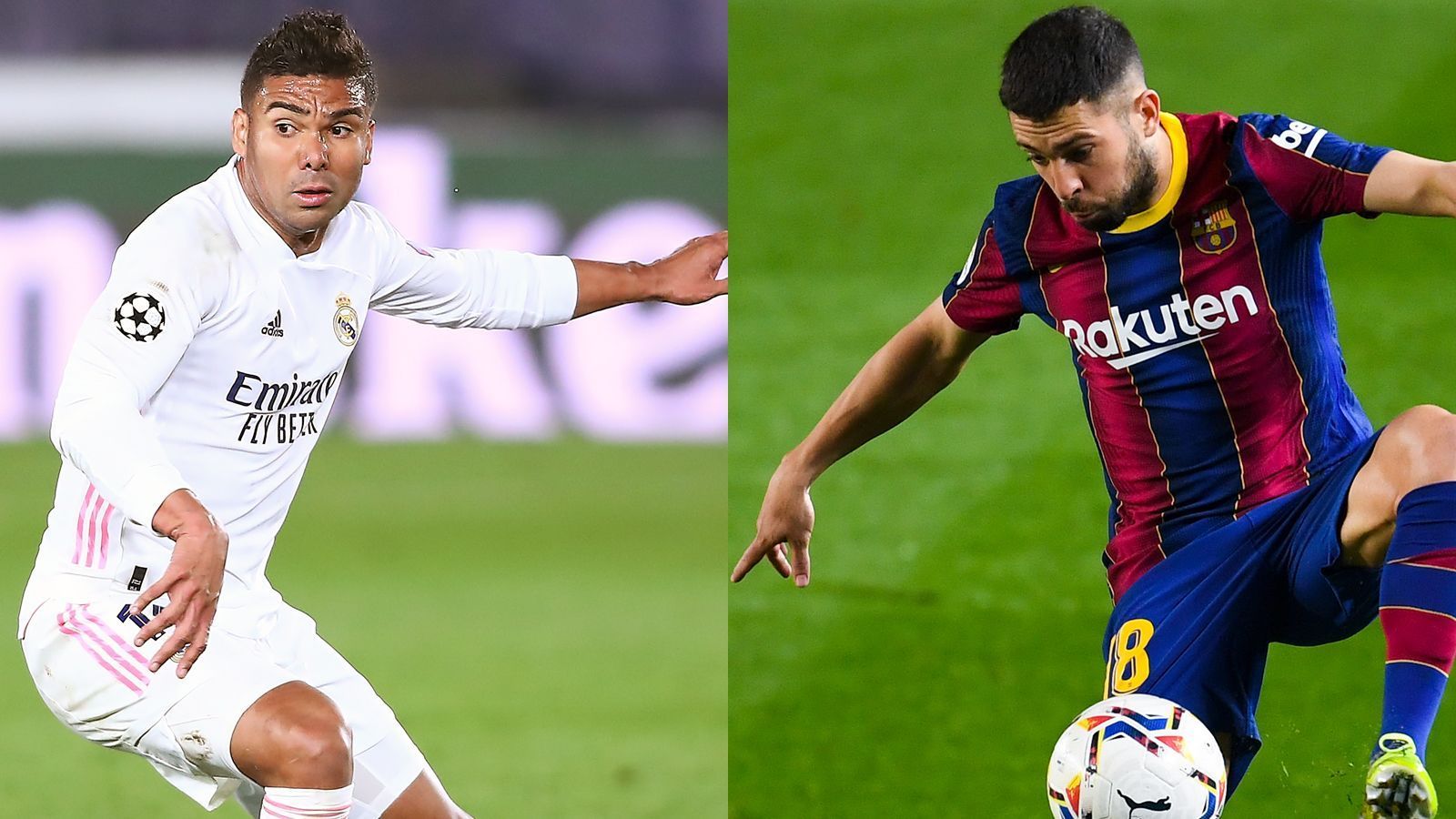 
                <strong>Casemiro vs. Jordi Alba</strong><br>
                In Reals Mittelfeld wird neben den Technikern Modric und Kroos voraussichtlich Casemiro den eher defensiveren Part übernehmen. Der Brasilianer ist dann auch ab und an für das Grobe zuständig, begeht wichtige, taktische Fouls und stoppt so oftmals erfolgreich den Spielfluss der Gegner. Im Head to Head steht Casemiro einem Barca-Urgestein gegenüber. Der 32-jährige Jordi Alba, der seit 2012 für die Katalanen aufläuft, spielt eine richtig starke Saison. Vor allem offensiv ist der linke Außenbahnspieler sehr wertvoll für die Elf von Trainer Ronald Koeman. Bei seinen 39 Saison-Einsätzen hat der Welt- und Europameister bereits zwölf Treffer vorbereitet und auch fünf Tore selbst erzielt. Da aber auch Casemiro absolut seine Qualitäten nachgewiesen hat, geht das Duell mit einem Remis aus - Punkt für beide. 5:5
              