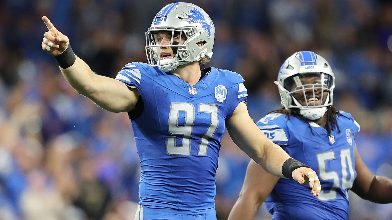 <strong>Detroit Lions: Aidan Hutchinson</strong><br>Receiver Amon-Ra St. Brown, Quarterback Jared Goff, Tight End Sam LaPorta, Running Back David Montgomery oder doch Rookie Jahmyr Gibbs? Die Offense der Lions ist spektakulär, aber stützt sich auf viele Säulen. In der Defense dominiert Hutchinson mit 4,5 Sacks, 23 Tackles, vier verteidigten Pässen, einer Interception, einem Forced Fumble und zwei Fumble Recoveries.