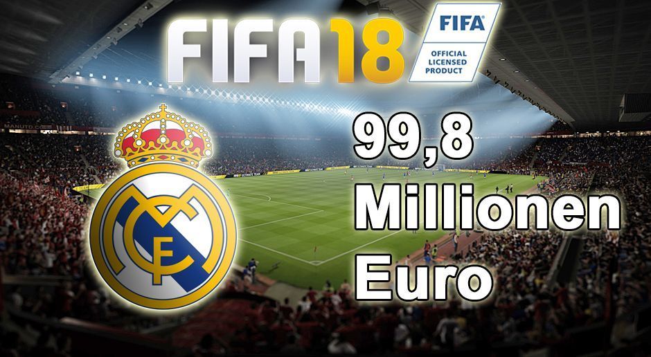 
                <strong>FIFA 18 Karriere: Real Madrid</strong><br>
                Platz 5: 99,8 Millionen Euro.
              