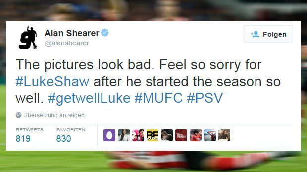 
                <strong>Alan Shearer</strong><br>
                Alan Shearer: Der frühere englische Topstürmer drückt ebenfalls sein Bedauern über die Verletzung aus. 
              