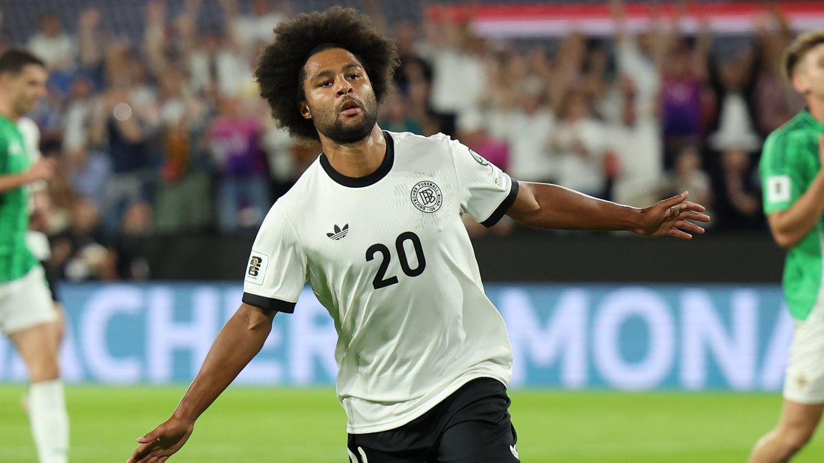 07.09.2025, xrekx, Fussball WM-Qualifikation 2026, Deutschland - Nordirland v.l. Torjubel nach dem Tor zum celebrating the goal celebrate 1:0 durch Serge Gnabry (Deutsche Fussball Nationalmannschaf...