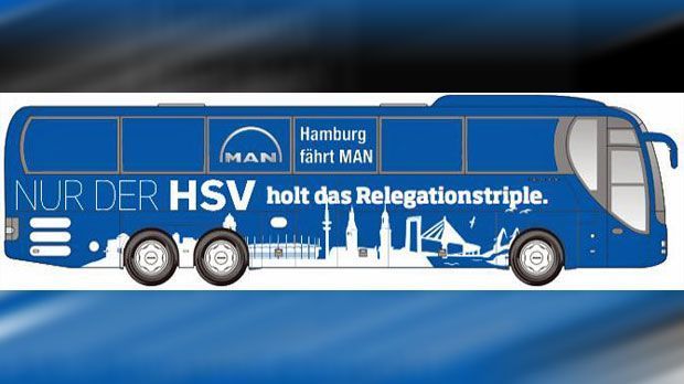 
                <strong>HSV-Mannschaftsbus: Fan-Kreationen</strong><br>
                Der Hamburger SV will zusammen mit Partner MAN mit der Möglichkeit zur Mitgestaltung des neuen Mannschaftsbuses eine Brücke zu den Fans bauen. Neben einigen ernst gemeinten Vorschlägen kamen aber auch viele lustige Kreationen dabei raus. Immer wieder thematisiert wird das Relegationsglück der Hanseaten.
              