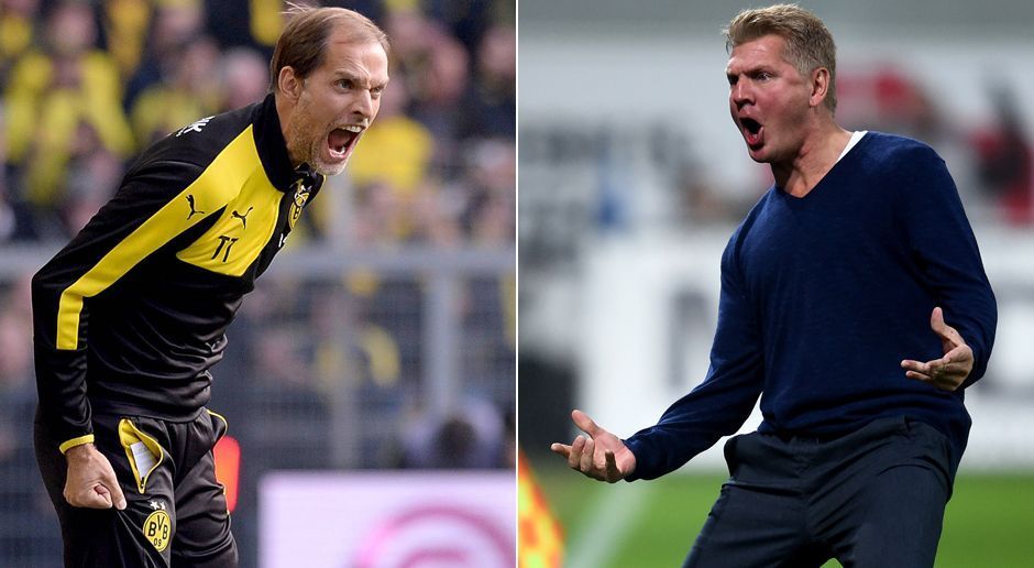 
                <strong>Thomas Tuchel (Borussia Dortmund) vs. Stefan Effenberg (SC Paderborn)</strong><br>
                Wenn sich in der zweiten Runde des DFB-Pokal die Borussia aus Dortmund und der SC Paderborn gegenüberstehen, kommt es an der Seitenlinie auch zum Duell der beiden emotionalen Trainer Thomas Tuchel (BVB) und Stefan Effenberg (Paderdorn). ran.de zeigt die besten Bilder der beiden Heißsporne - und die lassen schon mal vermuten, was während der 90 Minuten in Dortmund abgehen wird.
              