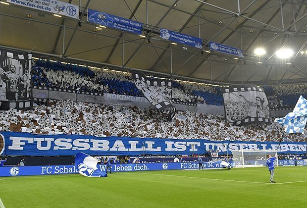 
                <strong>Schalke 04</strong><br>
                Auf Schalke gibt es die Kombination aus Schriftzug-Banner und mehreren Transparenten. 
              