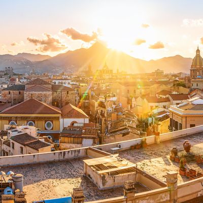 the skyline of palermo while sunset