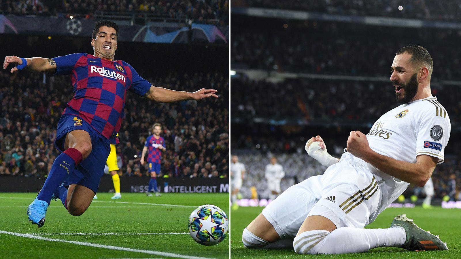 
                <strong>Luis Suarez vs. Karim Benzema</strong><br>
                Beide Stürmer haben in dieser Saison schon bewiesen, dass sie wissen, wo das Tor steht und im El Clasico sind beide bereit noch mal eine Schippe draufzulegen. Aber der Franzose ist bisher noch einen Ticken treffsicherer (Suarez: 14 Spiele, 9 Tore - Benzema: 15 Spiele, 12 Tore), daher geht der Punkt an Benzema. Stand: 4 zu 6.
              