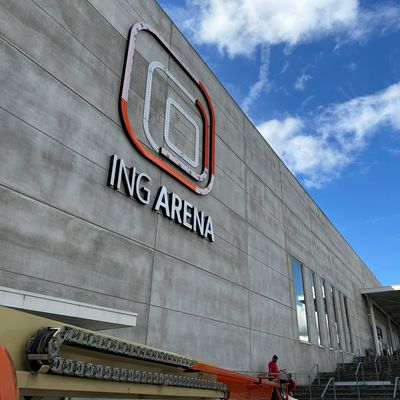 Eingang der ING Arena in Brüssel.