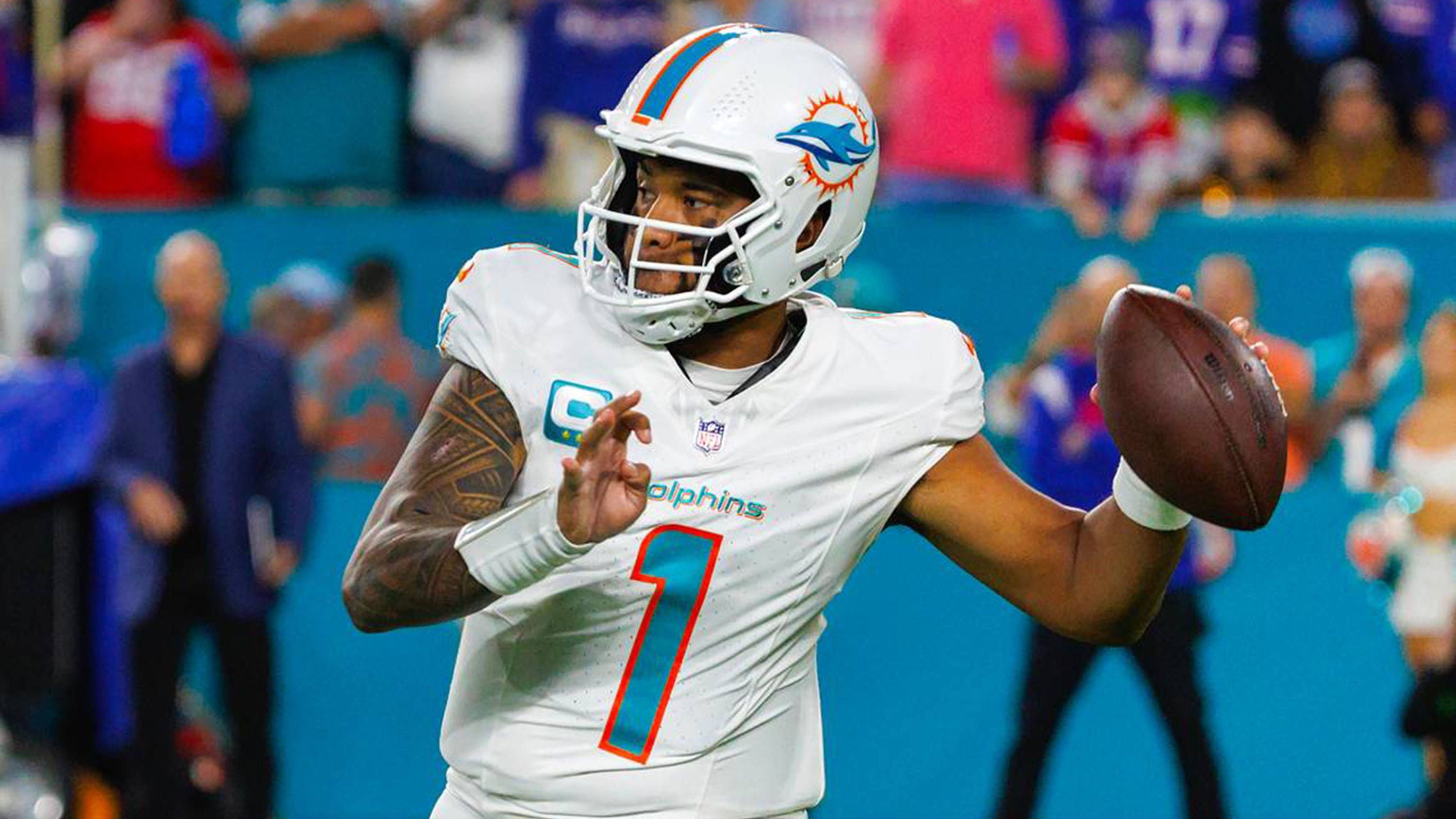 <strong>Platz 1: Miami Dolphins</strong><br>Gesamtentfernung: 423 Yards<br>Passing Touchdowns insgesamt: 30<br>Häufig eingesetzter Quarterback: Tua Tagovailoa (29 TDs in 17 Spielen)